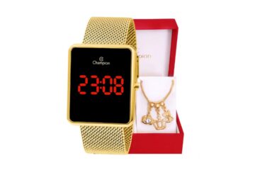 Relógio Champion Feminino Digital Dourado CH40083 Original Onde Comprar Barato
